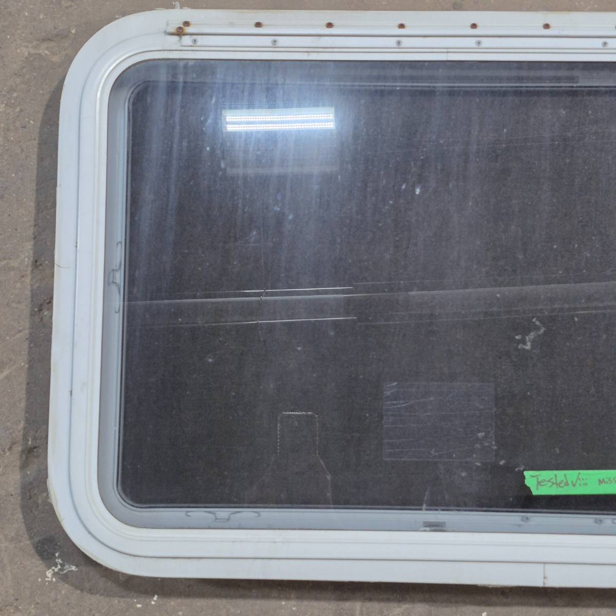 Used White Emergency Radius Opening Window - 29.25 X 21.25 X 1.875 - Young Farts RV Parts