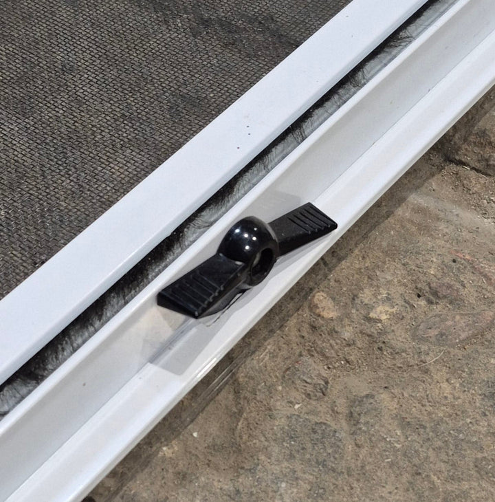 Used White Radius Emergency Opening Window : 25 1/2" W x 19 1/2" H x 1 1/4" D - Young Farts RV Parts