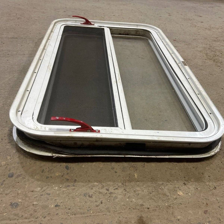 Used White Radius Emergency Opening Window - 35.5 X 21.5 X 2.0 - Young Farts RV Parts