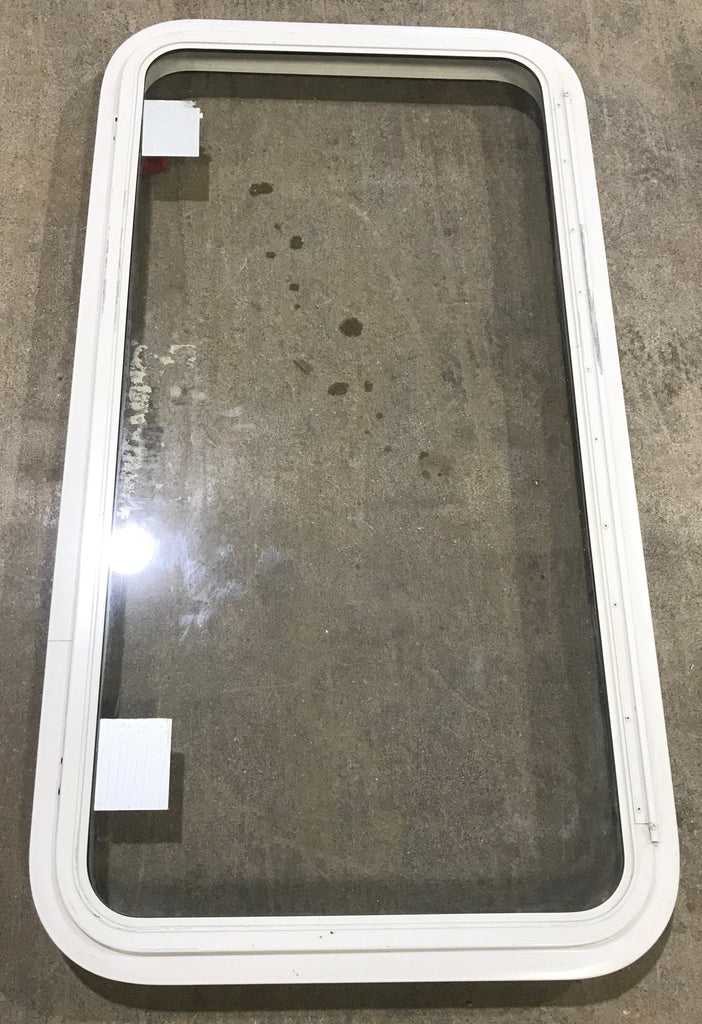 Used White Radius Emergency Opening Window : 41 1/2" X 21 1/2" X 2" D - Young Farts RV Parts