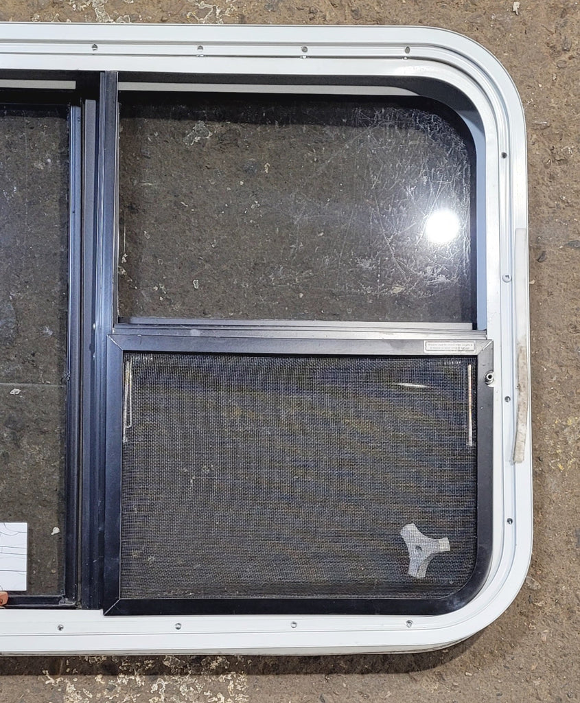 Used White Radius Emergency Opening Window : 41 1/4" W x 21 1/4" H x 1 5/8" D - Young Farts RV Parts