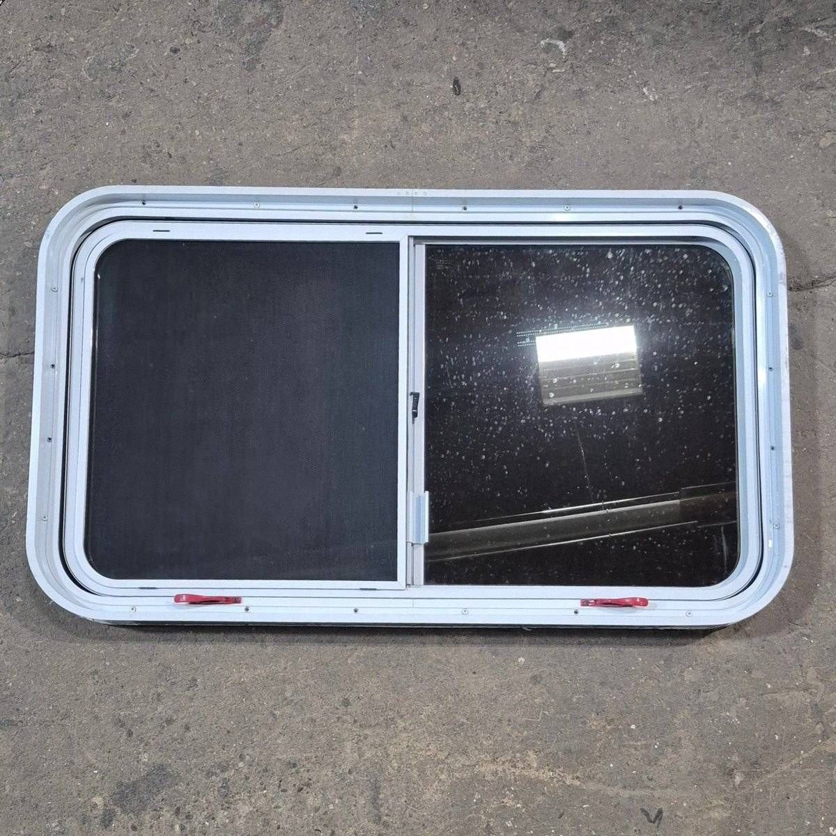 Used White Radius Emergency Opening Window - 42 5/8" X 24 3/8" X 1 7/8" - Young Farts RV Parts