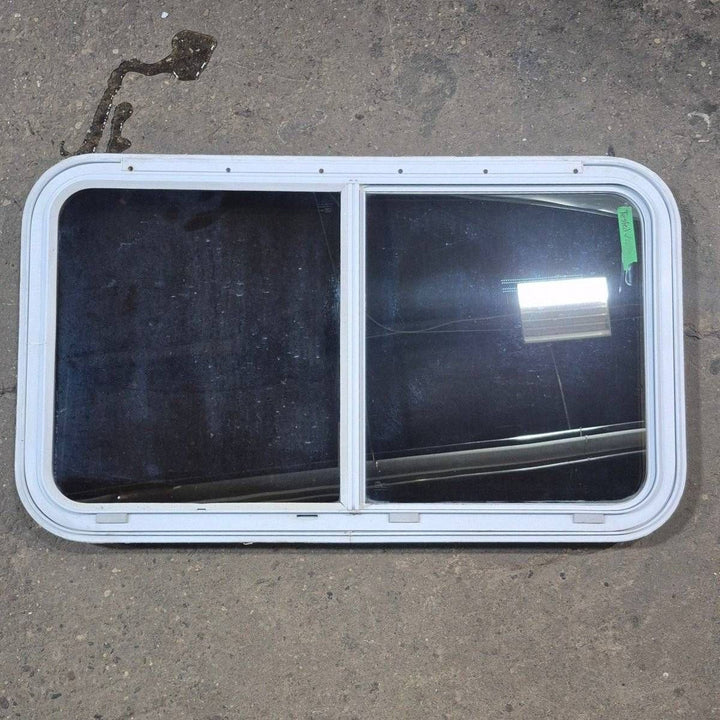 Used White Radius Emergency Opening Window - 42 5/8" X 24 3/8" X 1 7/8" - Young Farts RV Parts
