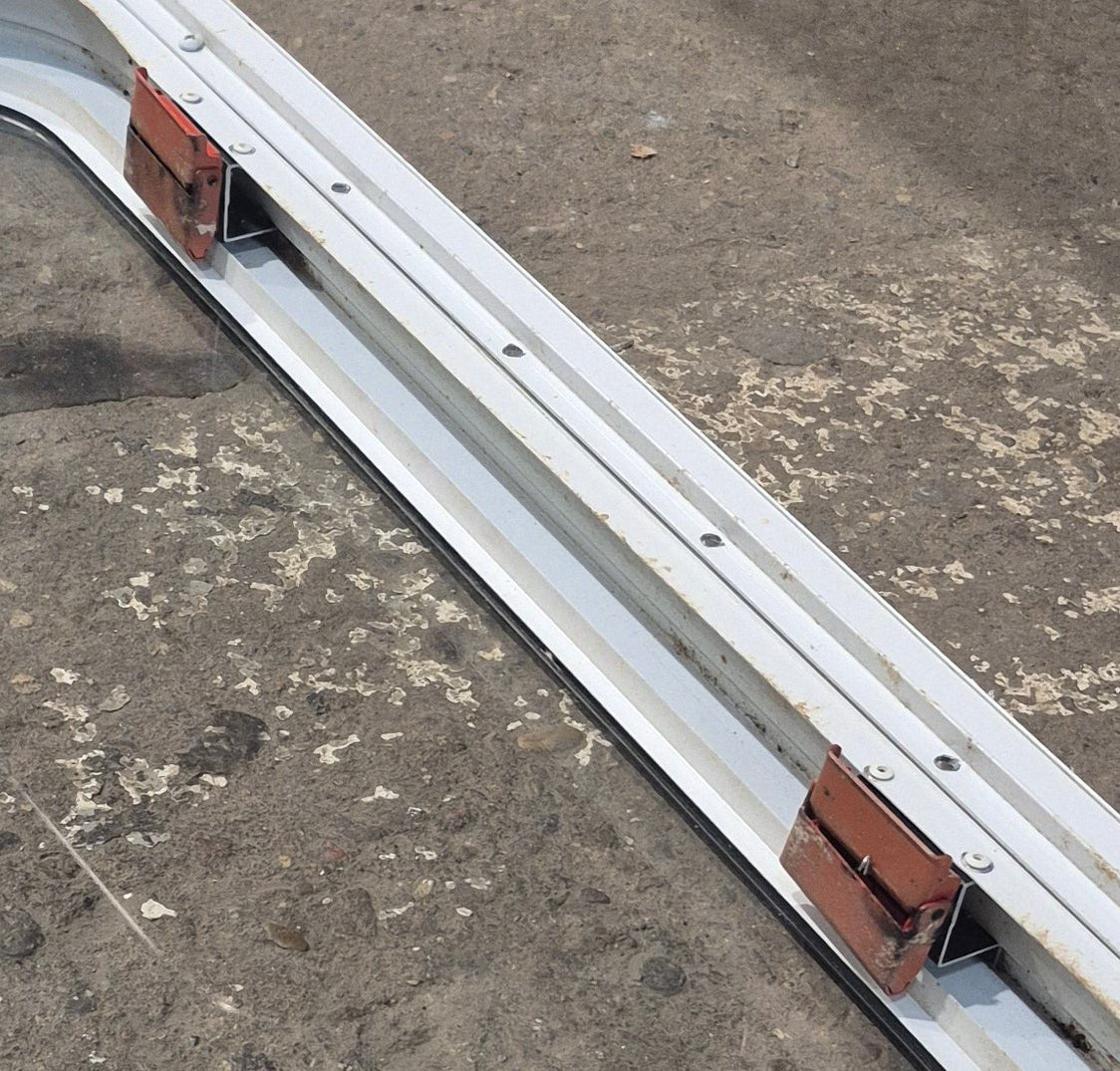 Used White Radius Emergency Opening Window : 45 1/2" W x 21 1/4" H x 1 7/8" D - Young Farts RV Parts