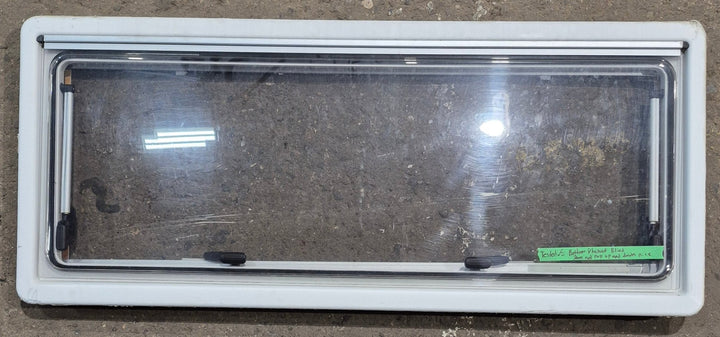 Used White Radius Emergency Opening Window : 46 5/8" W x 18 3/4" H x 1 1/8" D - Young Farts RV Parts