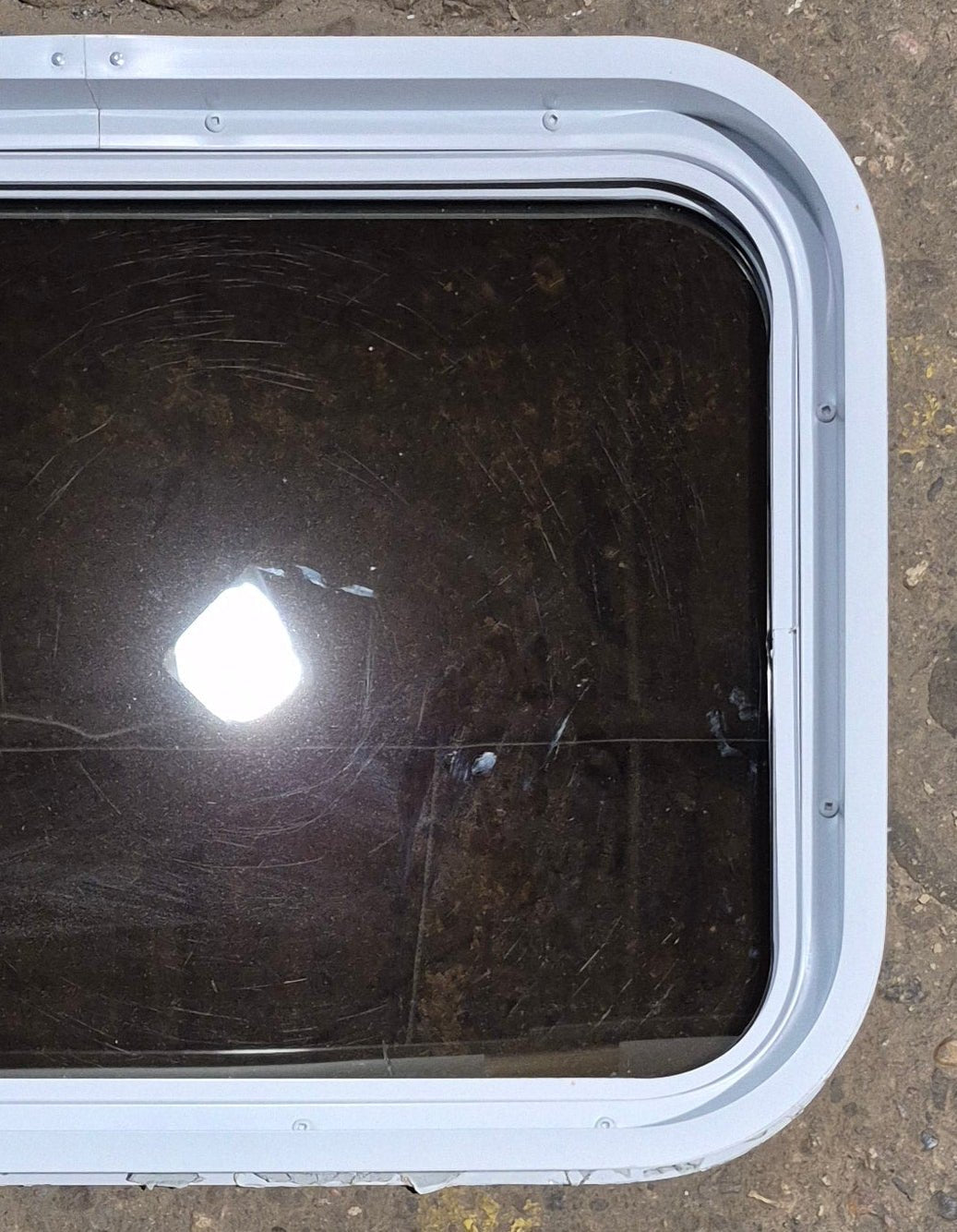 Used White Radius Non Opening Window : 24 1/4