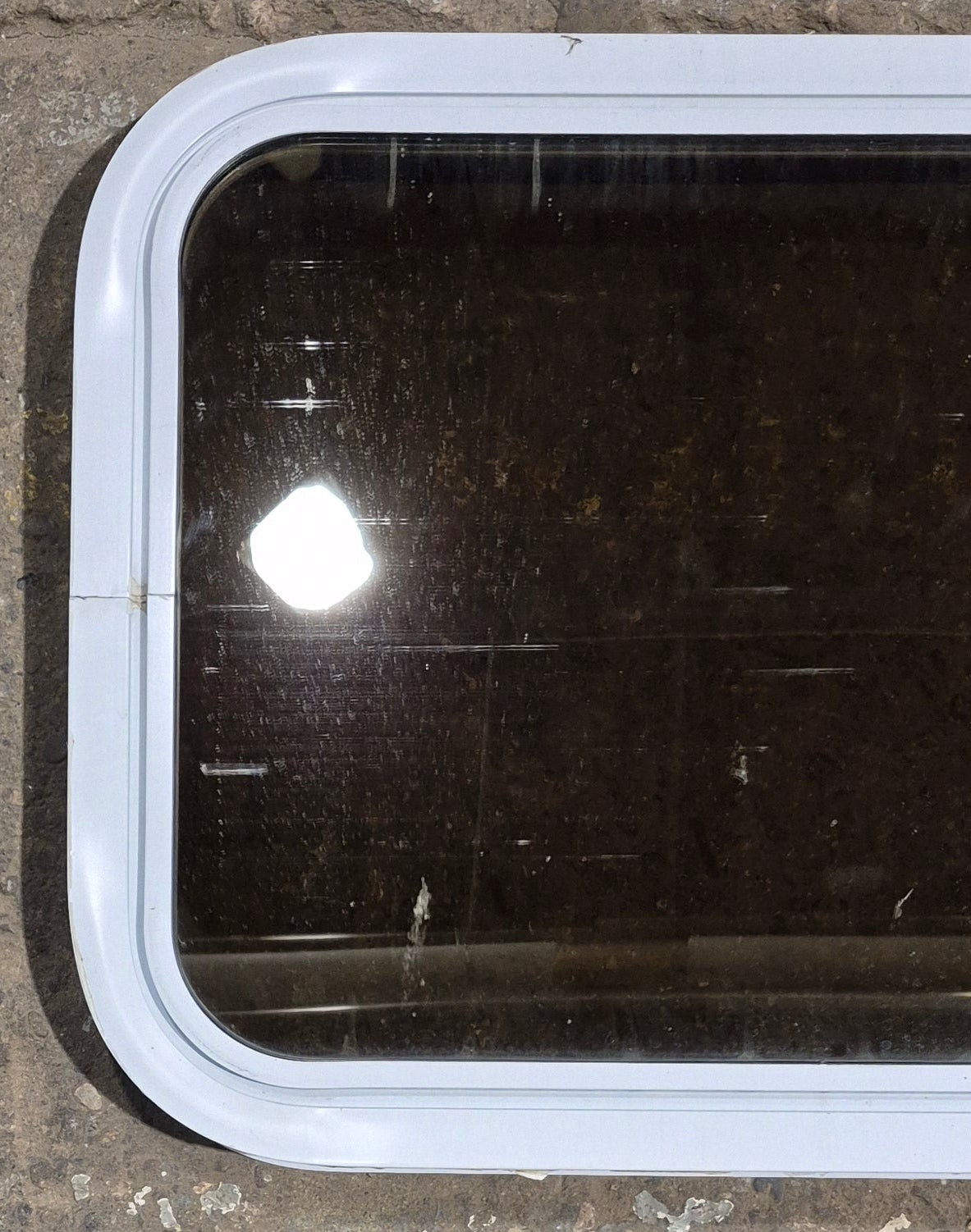 Used White Radius Non Opening Window : 24 1/4