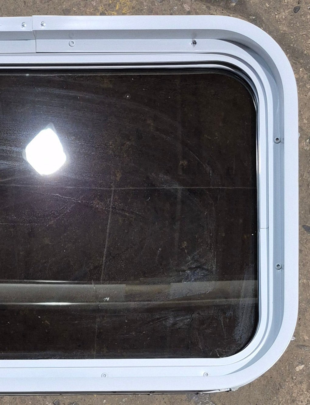 Used White Radius Non Opening Window : 24 1/4