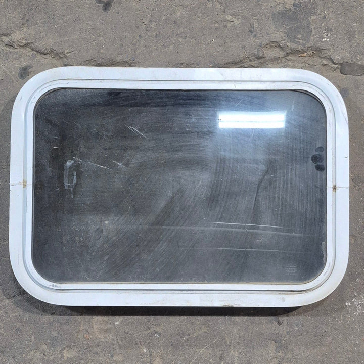 Used White Radius Non Opening Window - 24.25" X 16.75" X 1.875" - Young Farts RV Parts