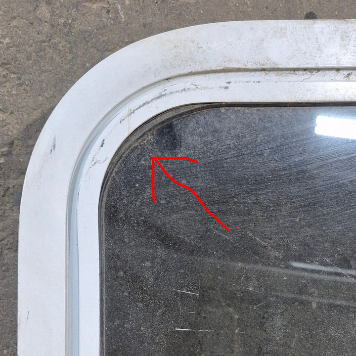 Used White Radius Non Opening Window - 24.25" X 16.75" X 1.875" - Young Farts RV Parts
