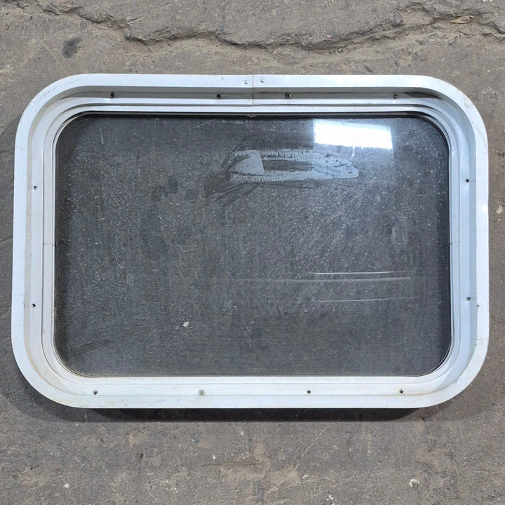 Used White Radius Non Opening Window - 24.25" X 16.75" X 1.875" - Young Farts RV Parts