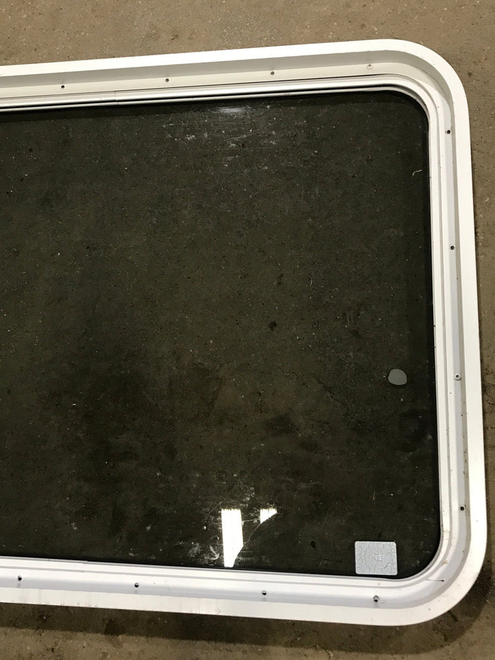 Used White Radius Non Opening Window : 35 3/4" W x 26 1/4" H x 1 7/8" D - Young Farts RV Parts