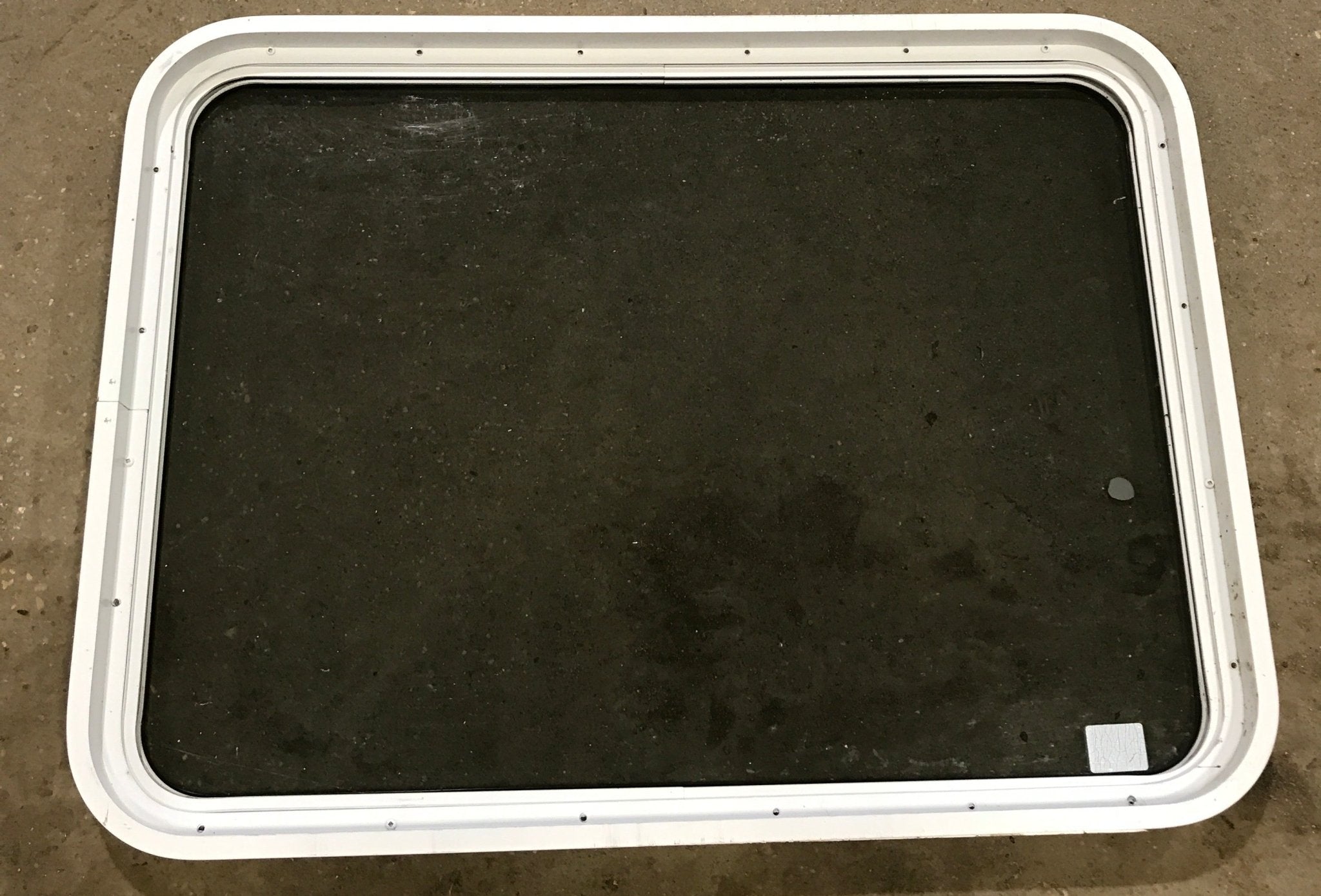 Used White Radius Non Opening Window : 35 3/4" W x 26 1/4" H x 1 7/8" D - Young Farts RV Parts