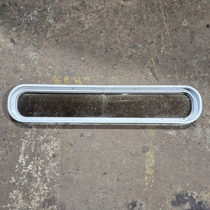 Used White Radius Non - Opening Window - 42 1/2" X 7 1/2" X 2" - Young Farts RV Parts