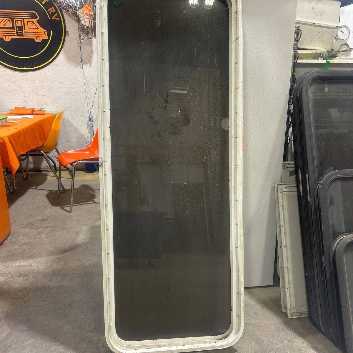 Used White Radius Non Opening Window - 59.5 X 21.5 X 2.25 - Young Farts RV Parts