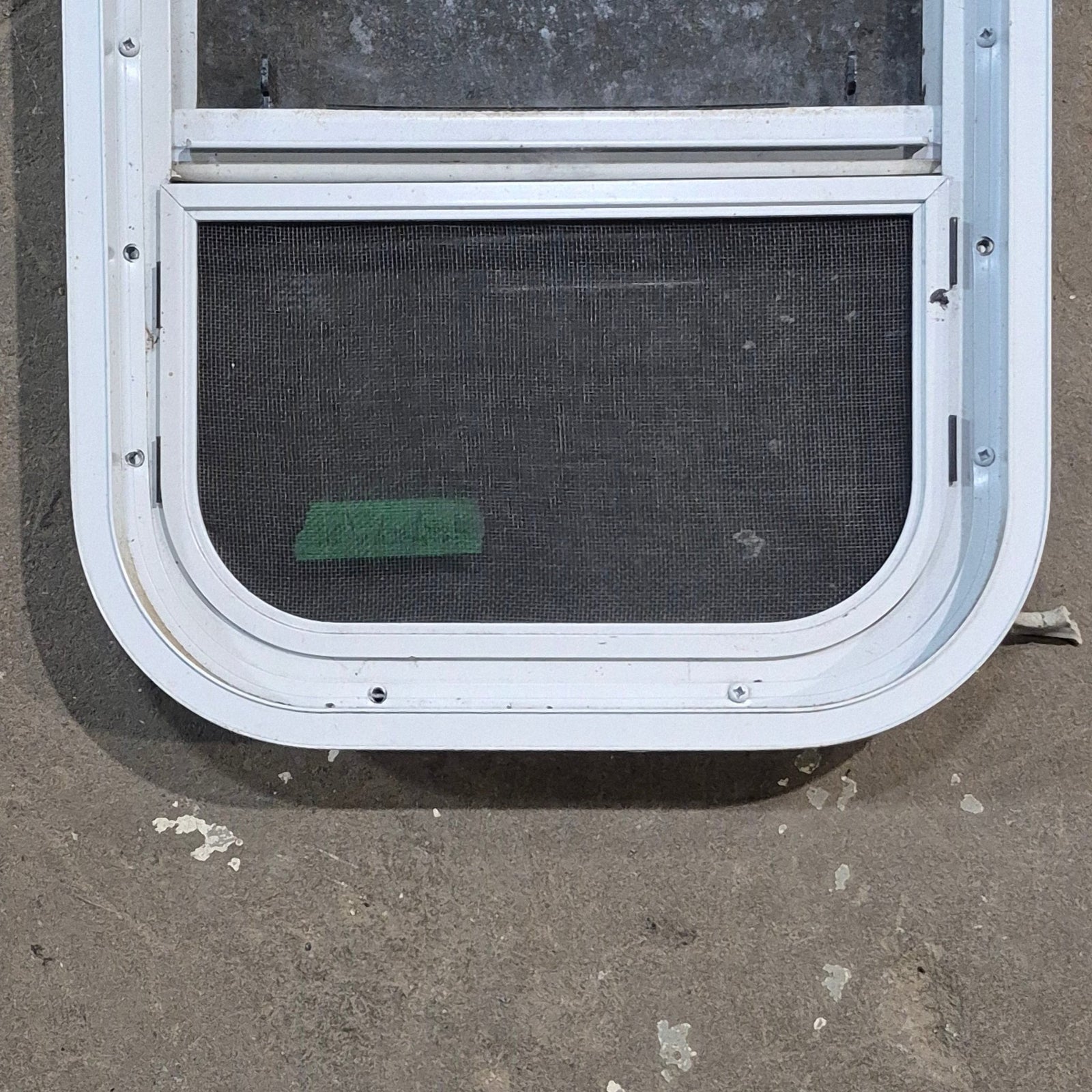 Used White Radius Opening Window - 13.25 X 17.5 X 1.875 - Young Farts RV Parts