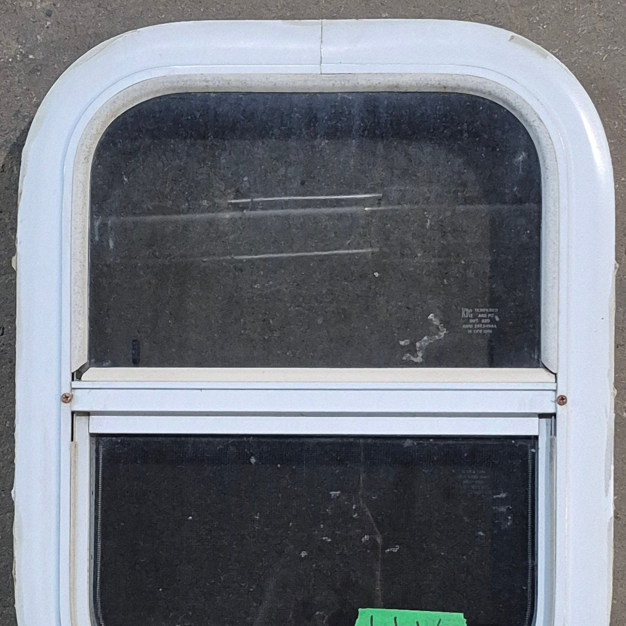 Used White Radius Opening Window - 13.25 X 17.5 X 1.875 - Young Farts RV Parts
