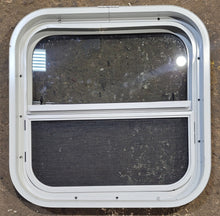 Load image into Gallery viewer, Used White Radius Opening Window : 17 1/2&quot; W x 17 1/2&quot; H x 1 7/8&quot; D - Young Farts RV Parts