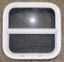 Load image into Gallery viewer, Used White Radius Opening Window : 17 1/2&quot; W x 17 1/2&quot; H x 1 7/8&quot; D - Young Farts RV Parts