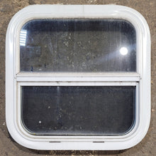 Load image into Gallery viewer, Used White Radius Opening Window : 17 1/2&quot; W x 17 1/2&quot; H x 1 7/8&quot; D - Young Farts RV Parts