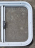 Used White Radius Opening Window : 23 1/2" W x 17 1/2" H x 1 7/8" D - Young Farts RV Parts