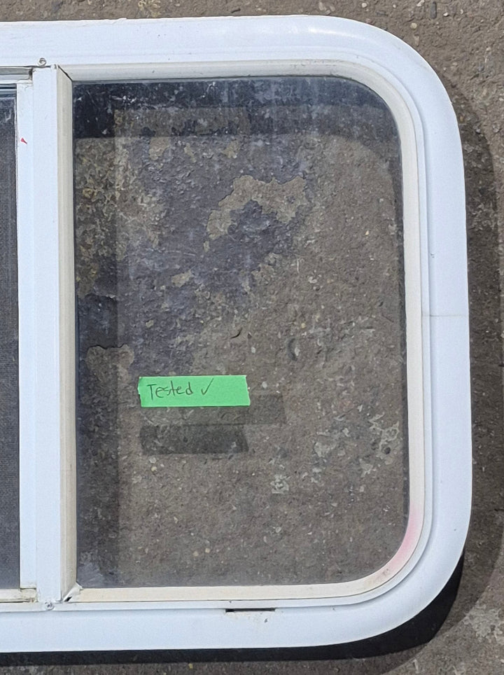 Used White Radius Opening Window : 23 1/2" W x 17 1/2" H x 1 7/8" D - Young Farts RV Parts