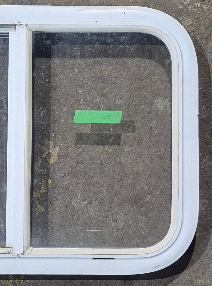 Used White Radius Opening Window : 23 1/2" W x 17 1/2" H x 1 7/8" D - Young Farts RV Parts