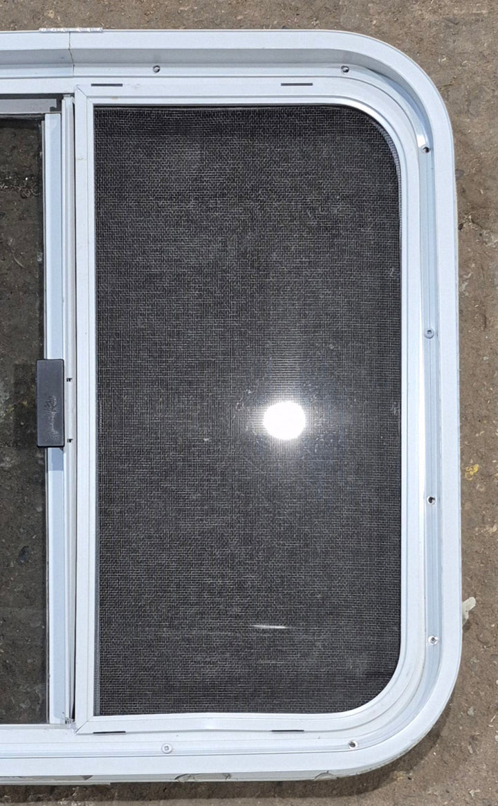 Used White Radius Opening Window : 23 1/4" W x 21 1/4" H x 1 3/4" D - Young Farts RV Parts