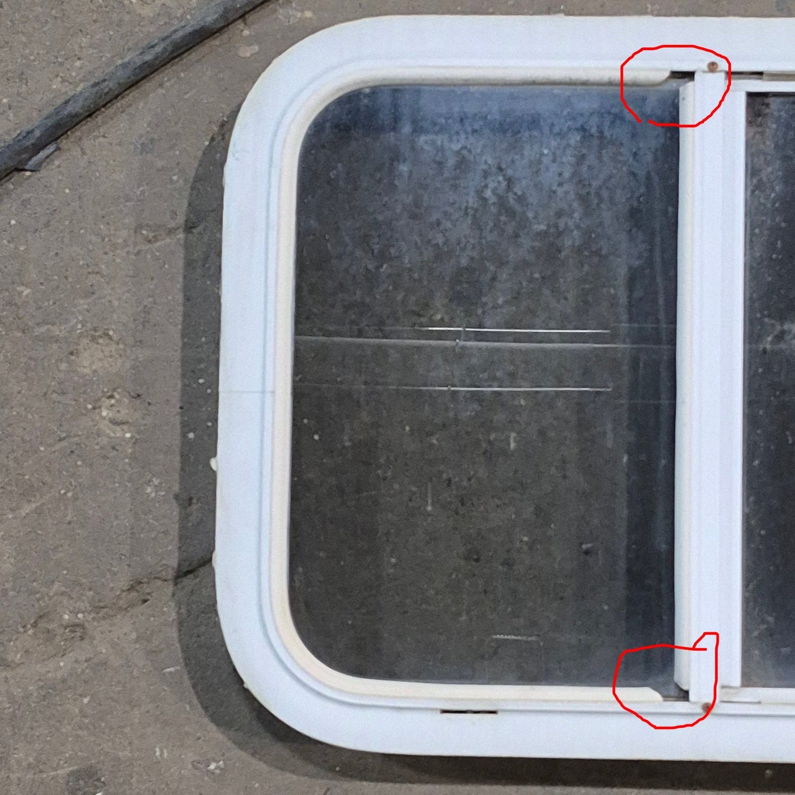 Used White Radius Opening Window - 23.25 X 17.25 X 1.75 - Young Farts RV Parts