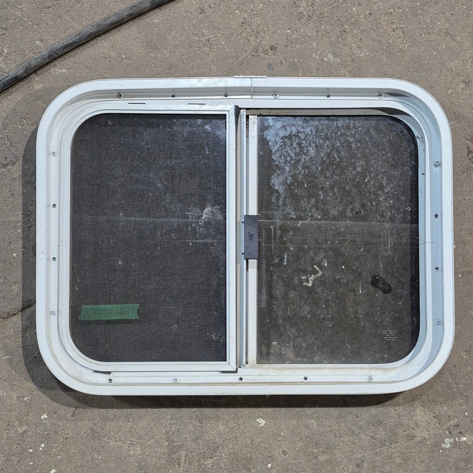 Used White Radius Opening Window - 23.25 X 17.25 X 1.75 - Young Farts RV Parts