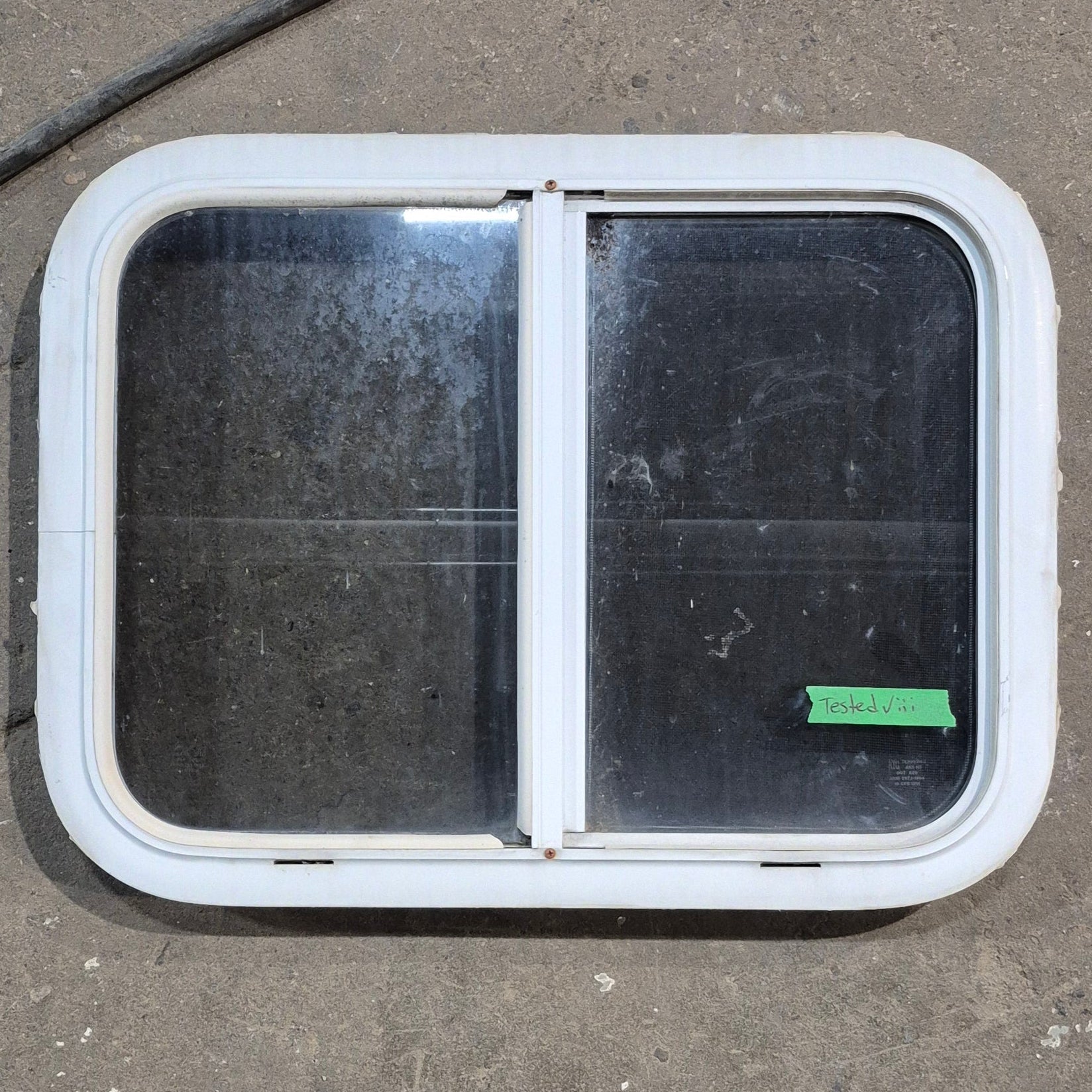 Used White Radius Opening Window - 23.25 X 17.25 X 1.75 - Young Farts RV Parts
