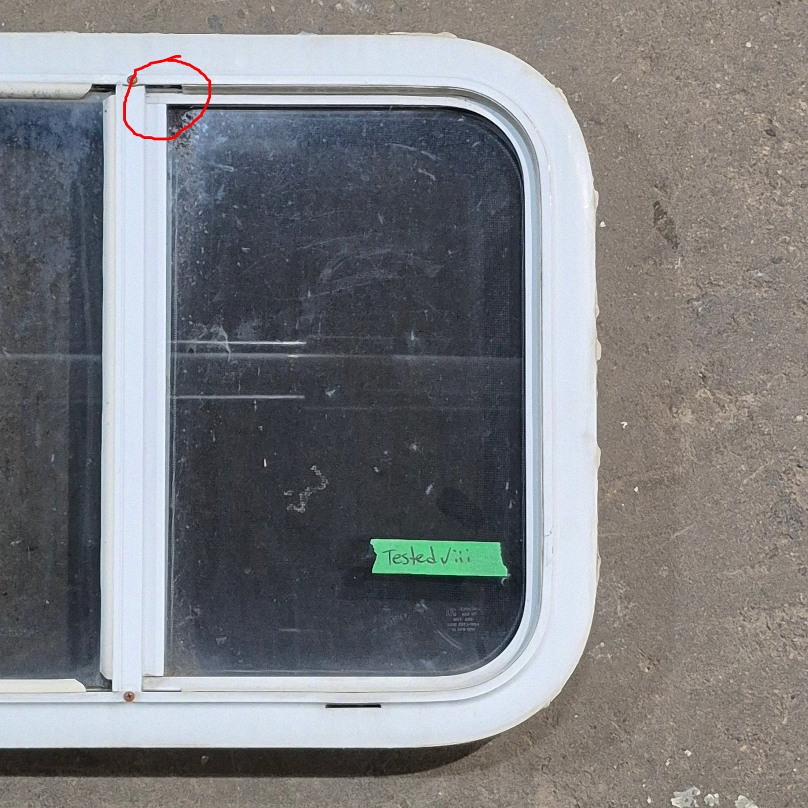 Used White Radius Opening Window - 23.25 X 17.25 X 1.75 - Young Farts RV Parts