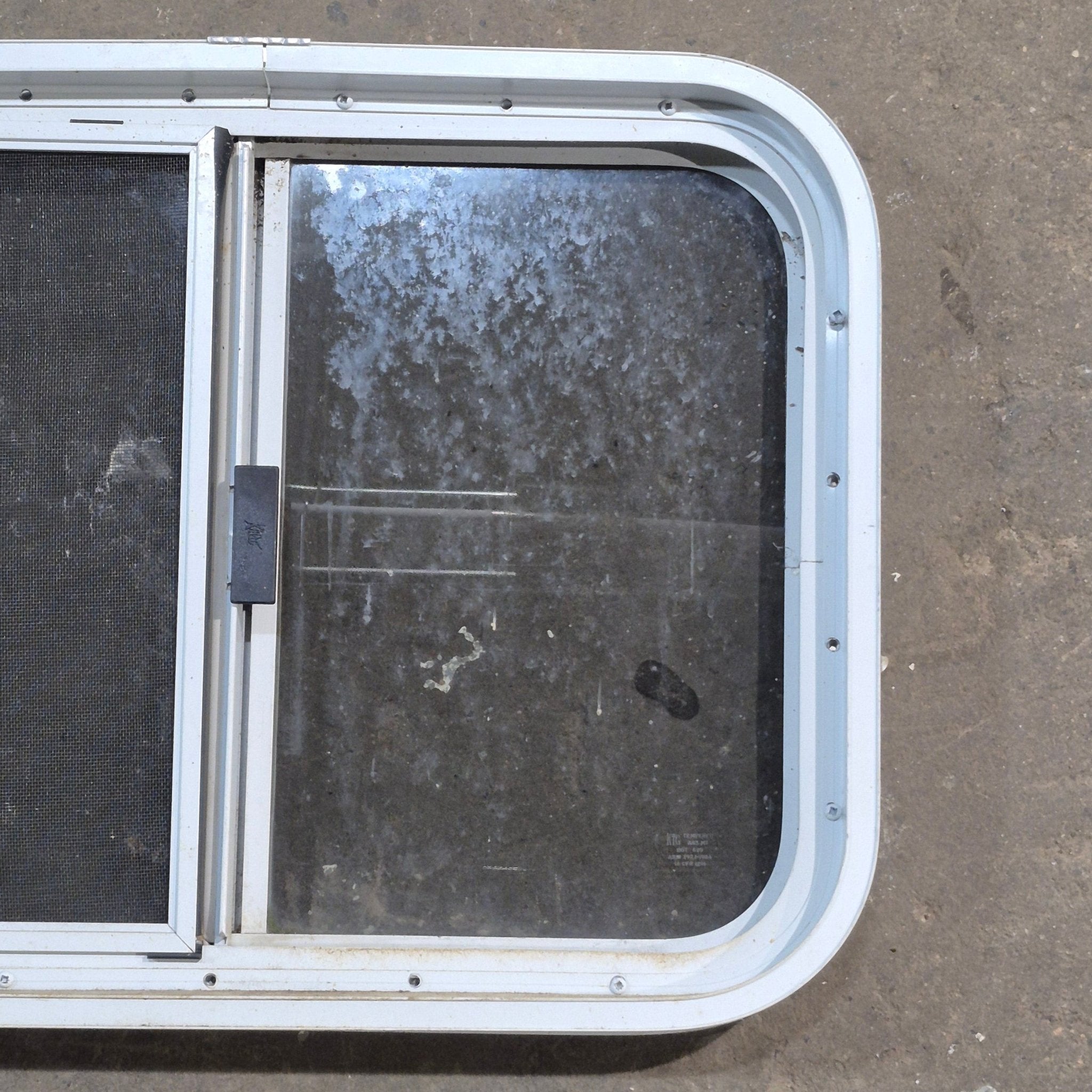 Used White Radius Opening Window - 23.25 X 17.25 X 1.75 - Young Farts RV Parts