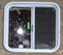 Used White Radius Opening Window : 24 1/4" W x 21 3/4" H x 1 7/8" D - Young Farts RV Parts
