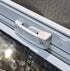 Used White Radius Opening Window : 24" W x 21 1/2" H x 1 7/8" D - Young Farts RV Parts