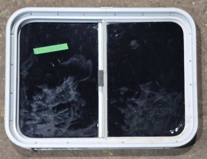 Used White Radius Opening Window : 29 1/2" W x 21 1/2" H x 1 7/8" D - Young Farts RV Parts