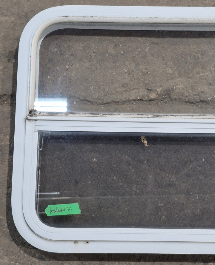 Used White Radius Opening Window : 29 1/4" W x 21 1/4" H x 1 3/4" D - Young Farts RV Parts