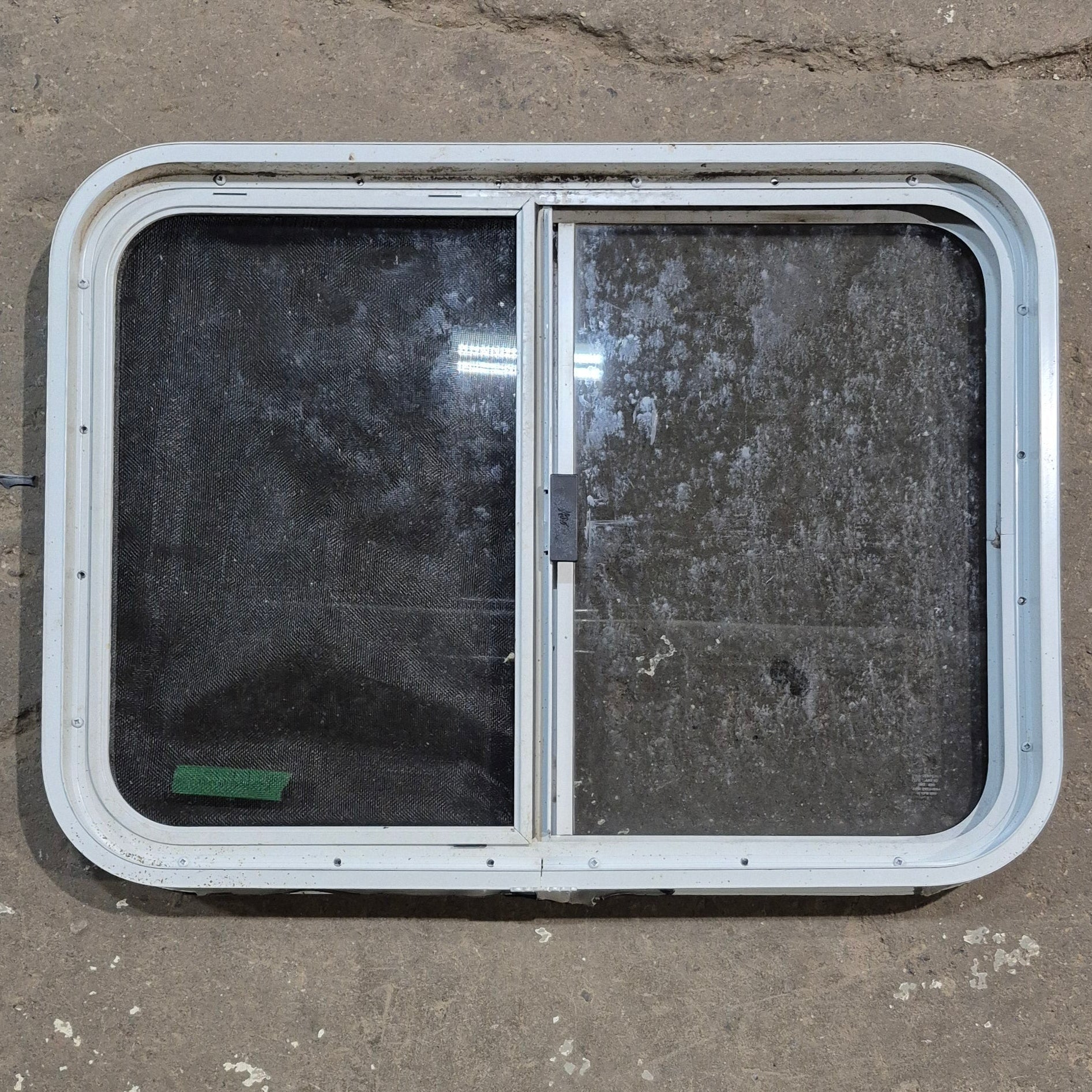 Used White Radius Opening Window - 29.25 X 21.25 X 1.875 - Young Farts RV Parts