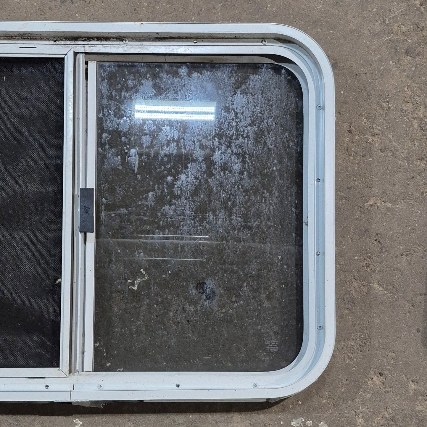 Used White Radius Opening Window - 29.25 X 21.25 X 1.875 - Young Farts RV Parts
