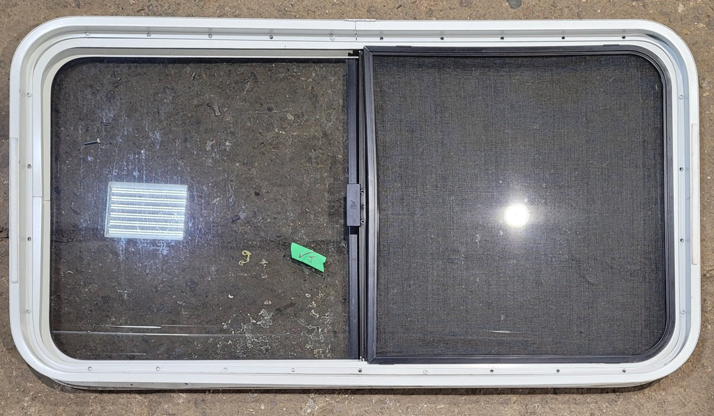 Used White Radius Opening Window : 41 1/4" W x 21 1/4" H x 1 5/8" D - Young Farts RV Parts