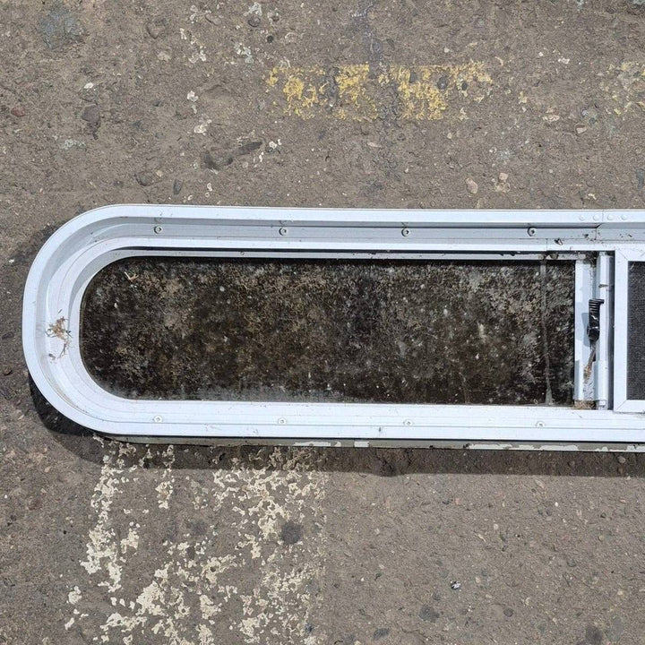 Used White Radius Opening Window - 42 1/2" X 7 1/2" X 2" - Young Farts RV Parts