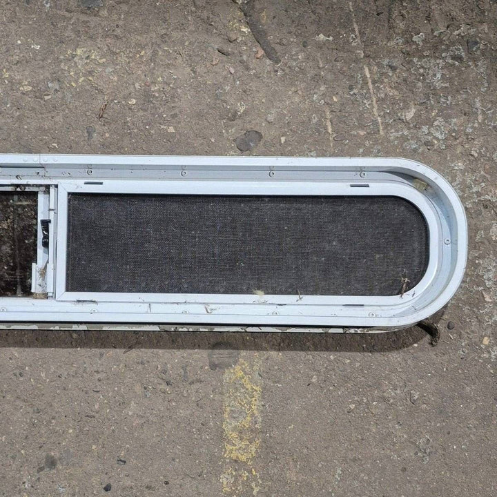 Used White Radius Opening Window - 42 1/2" X 7 1/2" X 2" - Young Farts RV Parts