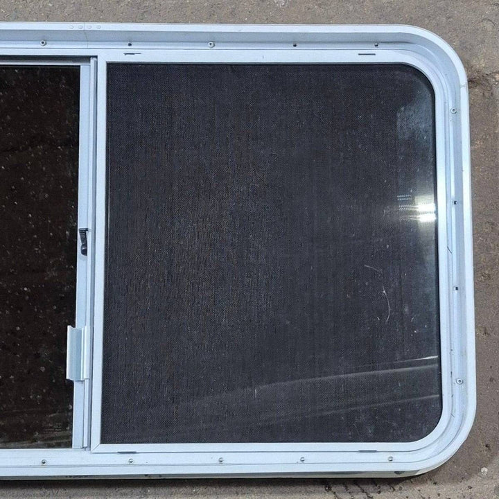 Used White Radius Opening Window - 42 5/8" X 24 3/8" X 1 7/8" - Young Farts RV Parts