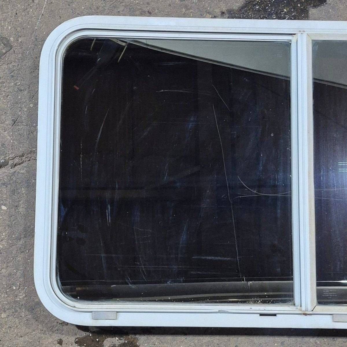 Used White Radius Opening Window - 42 5/8" X 24 3/8" X 1 7/8" - Young Farts RV Parts