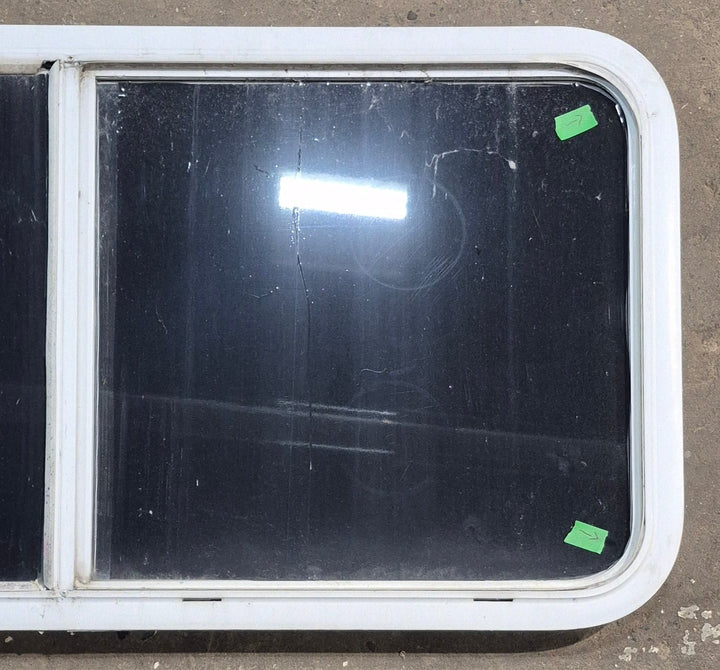 Used White Radius Opening Window : 45 1/2" W x 21 1/2" H x 1 7/8" D - Young Farts RV Parts