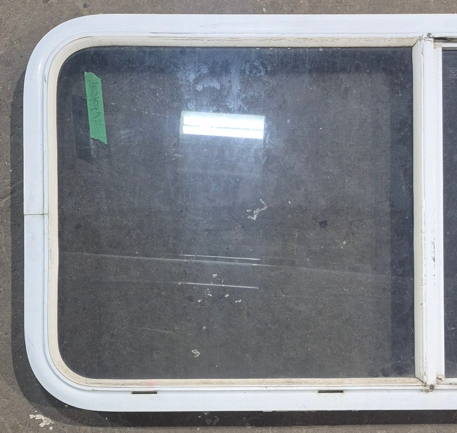 Used White Radius Opening Window : 45 1/2" W x 21 1/4" H x 1 3/4" D - Young Farts RV Parts