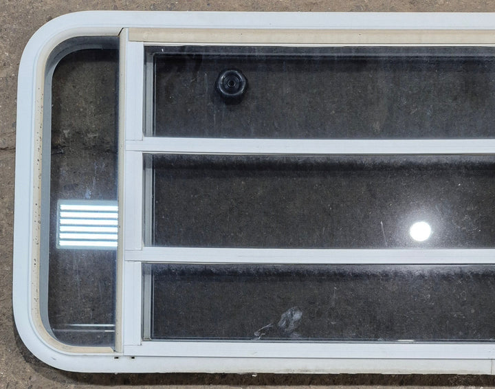 Used White Radius Opening Window : 47 1/4" W x 21 1/4" H x 1 7/8" D - Young Farts RV Parts