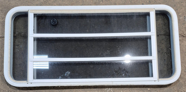 Used White Radius Opening Window : 47 1/4" W x 21 1/4" H x 1 7/8" D - Young Farts RV Parts