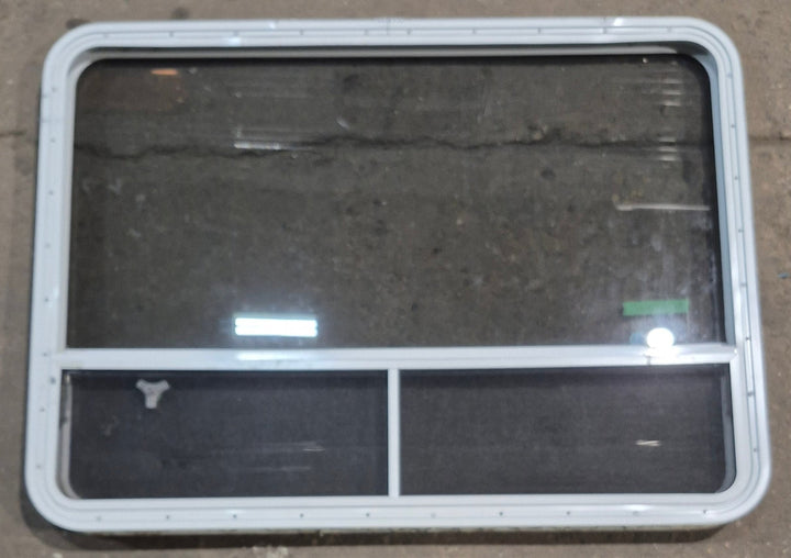 Used White Radius Opening Window : 47 1/4" W x 34 1/4" H x 1 3/4" D - Young Farts RV Parts