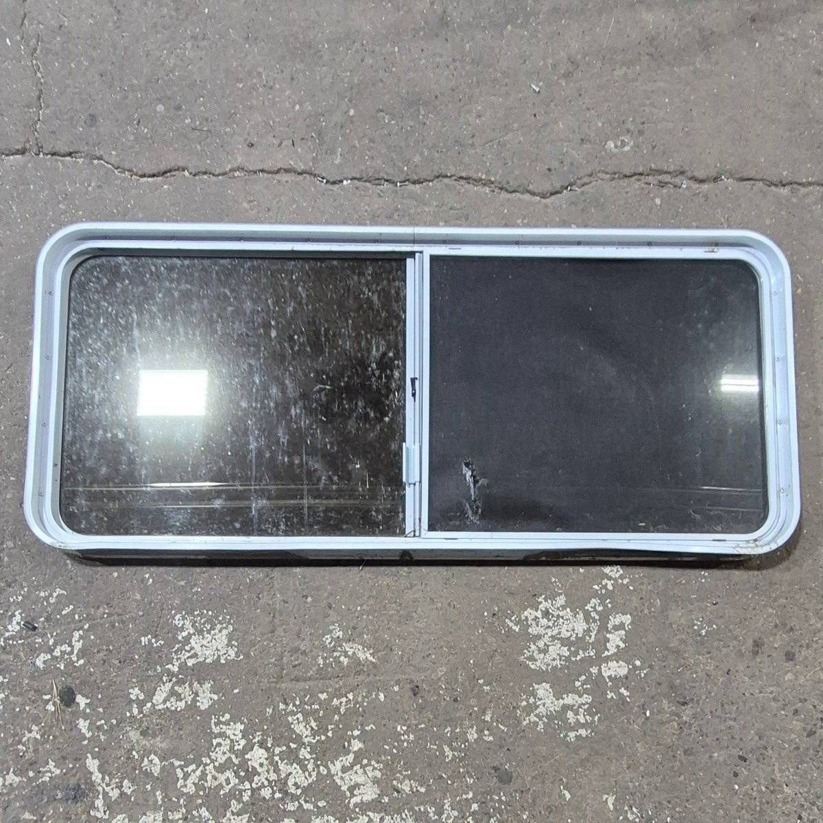 Used White Radius Opening Window - 57 1/4" X 24 1/2" X 2" - Young Farts RV Parts